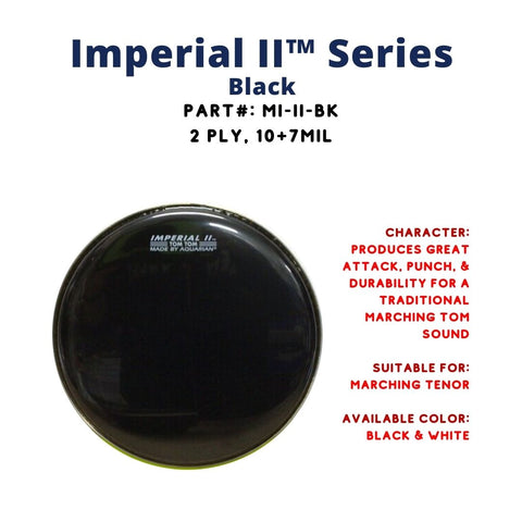 Aquarian MI-II-BK Imperial II 1ply 10mil Black Marching Tenor Drumhead