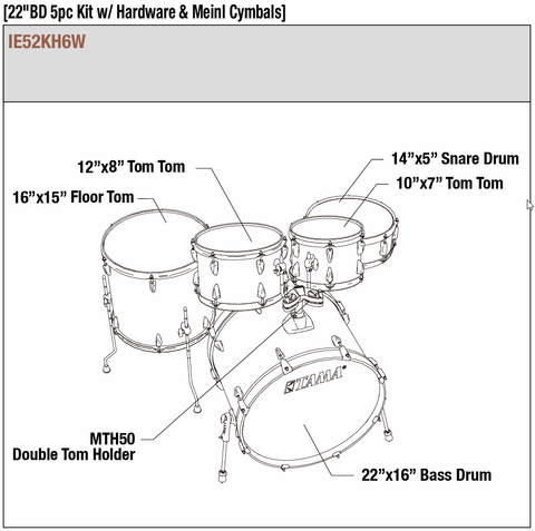 Tama IE52KH6W-CPM Imperialstar 5-piece Drum Set with Hardware Kit - 22" Kick - Candy Apple Mist