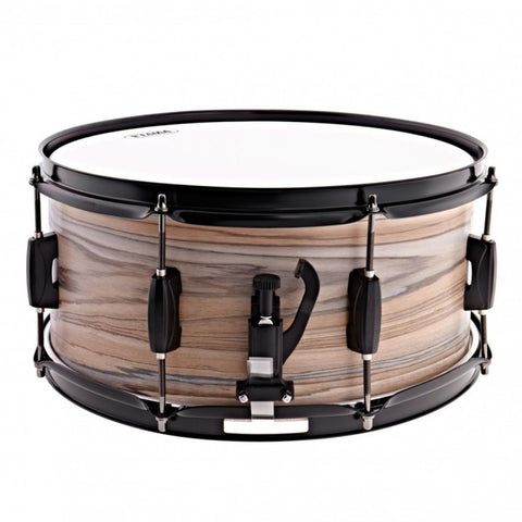 TAMA WP1465BK-NZW Woodworks 14"x6.5" Snare Drum, Natural Zebrawood Wrap