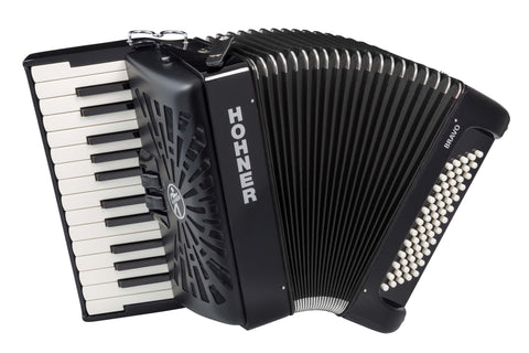 Hohner Bravo II 26 Key Accordion with 60 Bass Buttons - Black