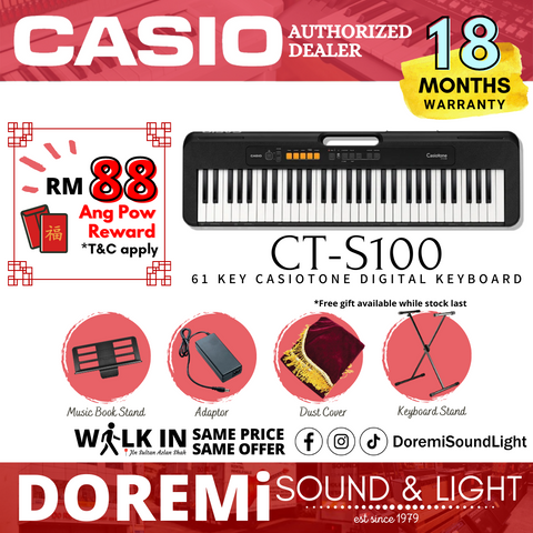 Casio Casiotone CT-S100 61 Key Digital Keyboard beginner Set (CTS100)