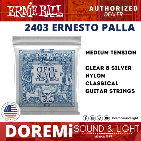 Ernie Ball 2403 Ernesto Palla Nylon Classical Strings, Clear & Silver