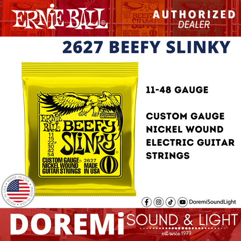 Ernie Ball 2627 Beefy Slinky Nickel Wound Electric Guitar Strings, 11-54 Gauge