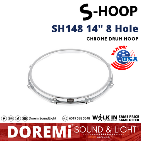 S Hoop 8-lug Snare Batter Drum Hoop - 14" - Chrome Finish SH148