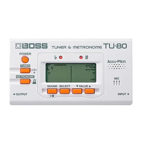 Boss TU-80 Guitar Tuner & Metronome - White TU80 WH