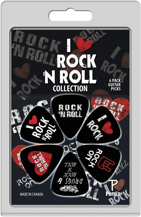 Perri's LPPP02 I Love Rock & Roll Guitar Picks, 6pc