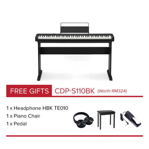 Casio CDP-S110 88 Key Digital Piano Bundle with Pedal, Wood Stand and Bench (CDPS110)