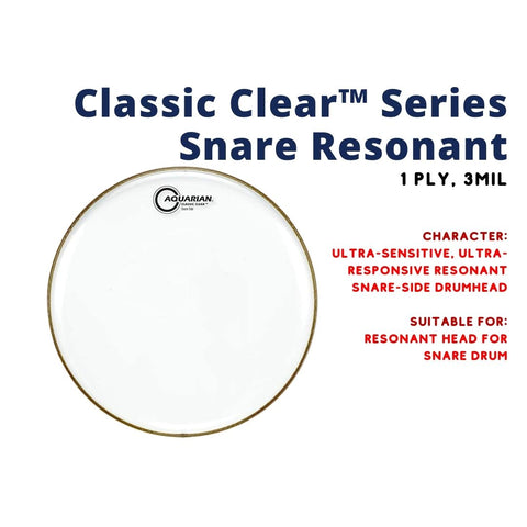 Aquarian CCSN Classic Clear Snare Resonant 1ply 3mil Snare Bottom Drum Head