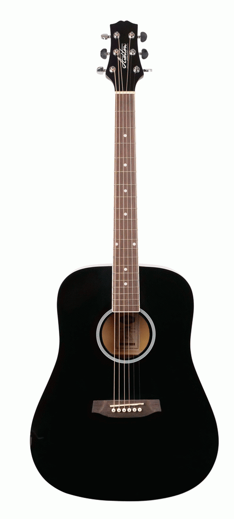 Ashton D20 BK Dreadnought Acoustic Guitar Black D20BK