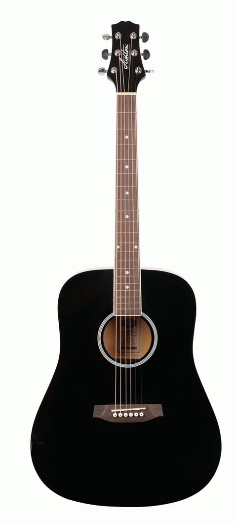 Ashton D20 BK Dreadnought Acoustic Guitar Black D20BK DOREMi