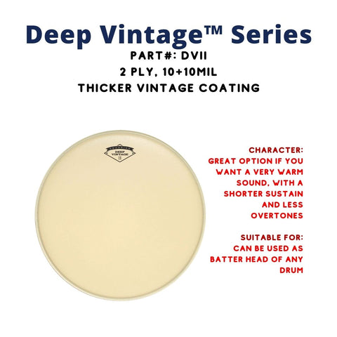 Aquarian DVII Deep Vintage II Vintage Coating 2ply 10+10mil Drum Head