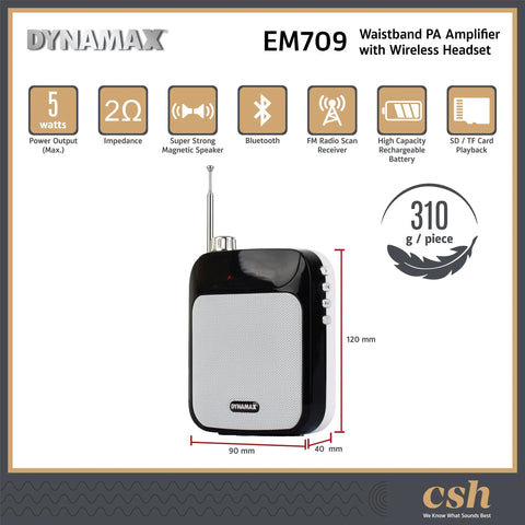 Dynamax EM709 Professional Waistband Amplifier