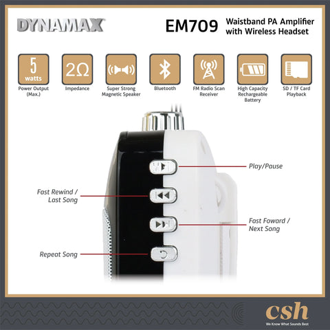 Dynamax EM709 Professional Waistband Amplifier
