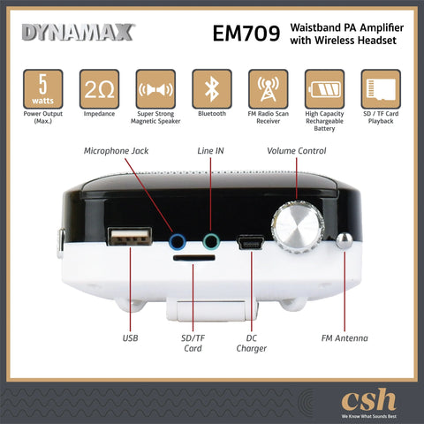 Dynamax EM709 Professional Waistband Amplifier