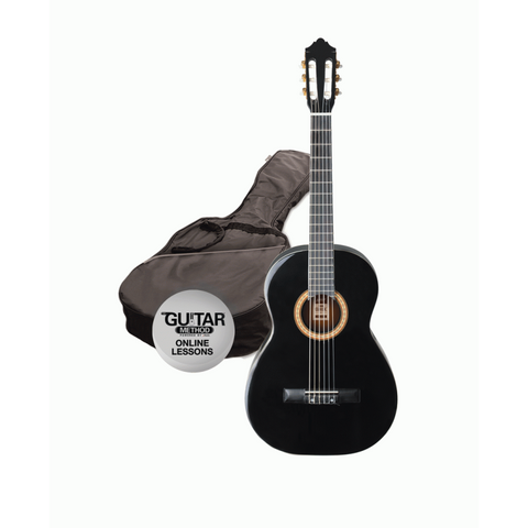 Ashton SPCG44 BK Full Size Classical Guitar Starter Pack Black CG44
