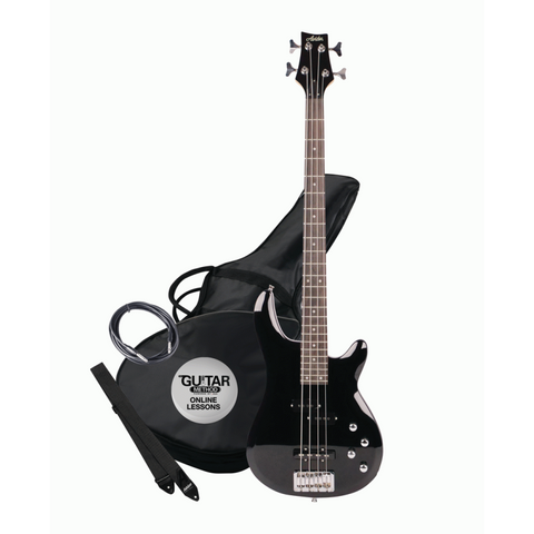 Ashton AB4 BK 4 String Electric Guitar Bass with Gig Bag - Black (AB4BK)