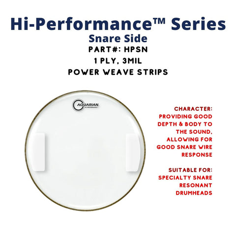 Aquarian HPSN Hi-Performance Snare Side Resonant 1ply 3mil Snare Bottom Head