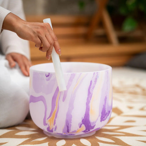 Meinl Sonic Energy MCSB10B 10" Marble Crystal Singing Bowl B4, Purple, 432 Hz,Crown Chakra