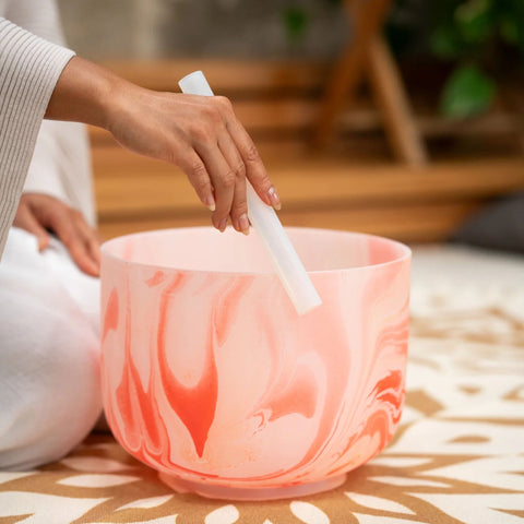 Meinl Sonic Energy MCSB10D 10" Marble Crystal Singing Bowl D4, Orange, 432 Hz, Sacral Chakra