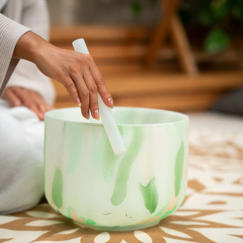 Meinl Sonic Energy MCSB10F 10" Marble Crystal Singing Bowl F4, Green, 432 Hz, Heart Chakra
