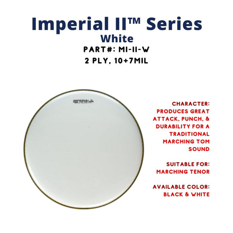 Aquarian MI-II-WH Imperial II 1ply 10mil White Marching Tenor Drumhead