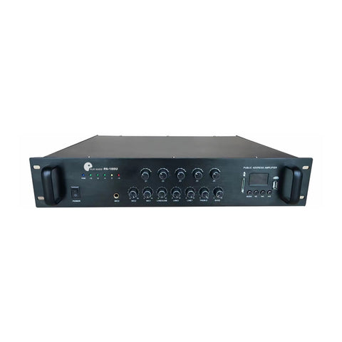 Play Audio PA-180U 180W 5-Zone Powered Mixer Amplifier with USB/SD/FM/Bluetooth