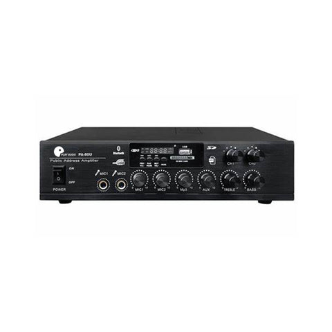 Play Audio PA-80U 80W 2-Zone Powered Mixer Amplifier with USB/SD/FM/Bluetooth