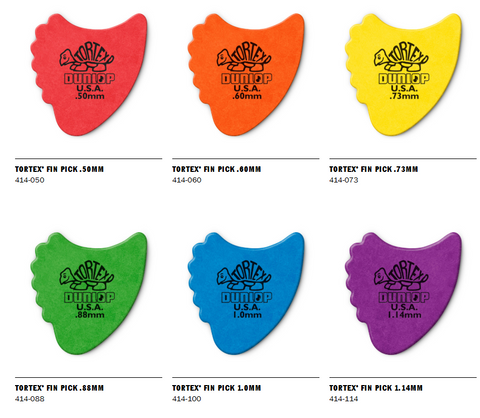 Jim Dunlop 414 Tortex Fin Guitar Pick, 1pc