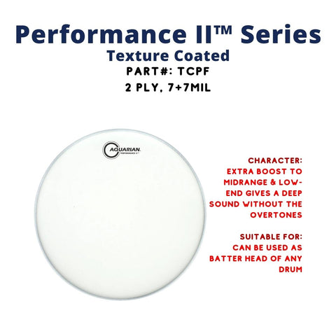 Aquarian TCPF Performance II Texture Coated 2ply 7+7mil Drum Head
