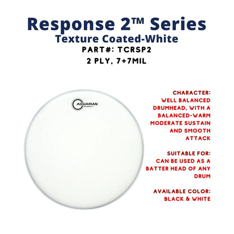 Aquarian TCRSP2 Response 2 Texture Coated White 2ply 7+7mil Drum Head