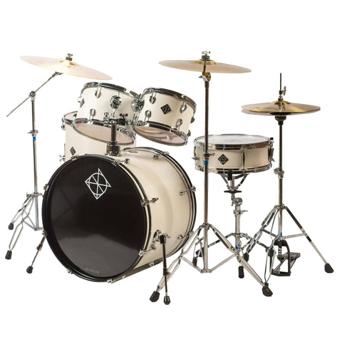 Dixon Soar 522 WTPK Drum Set Shell Pack 5 Piece Drum Kit Mahagony Shell 22" Kick  - Tech White