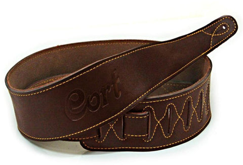 Cort CA630L Deluxe Leather Guitar Strap, Brown (CA630L/BR)