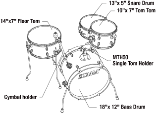 Tama LJK48H4-CMW Club-JAM 4-Piece Drum Set Shell kit- Cream Marble Wrap