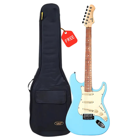 Sqoe SEST200SBL ST Series SSS Electric Guitar