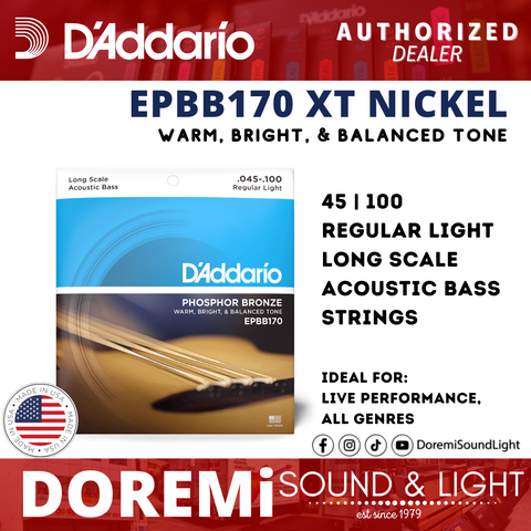 D'Addario EPBB170 Phosphor Bronze Acoustic Bass Strings, Long Scale, 45-100 Daddario
