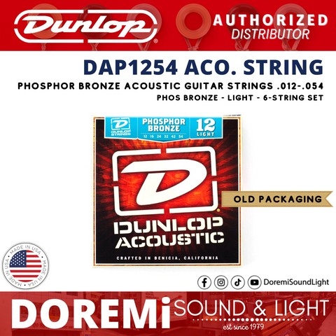 Jim Dunlop DAP1254 Phosphor Bronze Light Acoustic Guitar String Set, .012-.054 Gauge ( Set 1 )