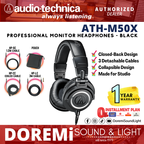 Audio Technica ATH-M50x Closed-Back Professional Studio Monitor Headphone (M50X)