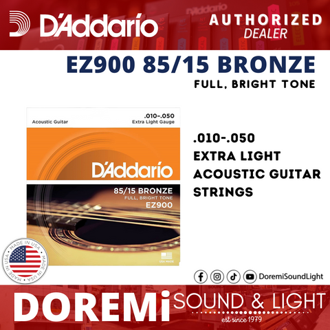 D'Addario EZ900 85/15 Bronze Acoustic Strings, Extra Light, 10-50