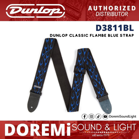 Jim Dunlop D38-11BL Guitar Strap, 2" Classic Flambe Blue