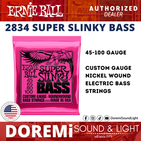 Ernie Ball 2834 Super Slinky Roundwound Bass Strings, 45-100