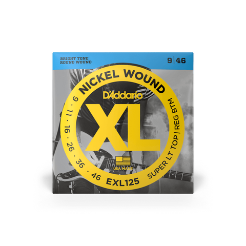 D'Addario EXL125 Nickel Wound Electric Strings, Super Light Top/ Regular Bottom, 9-46
