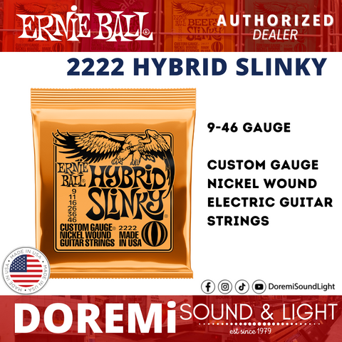 Ernie Ball 2222 Hybrid Slinky Nickel Wound Electric Guitar Strings, 9-46 Gauge