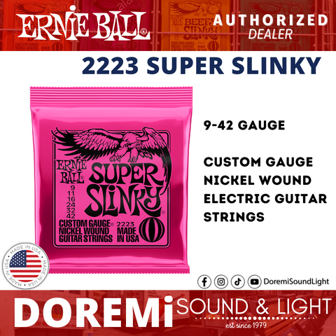Ernie Ball 2223 Super Slinky Nickel Wound Electric Guitar Strings, 9-42 Gauge