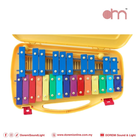 Colorful 25 Notes Glockenspiel Xylophone Percussion Rhythm Musical Educational Teaching Instrument Toy with 2 Mallets