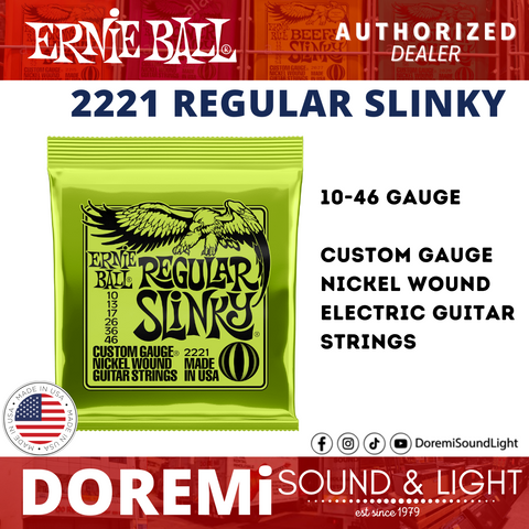 Ernie Ball 2221 Regular Slinky Nickel Wound Electric Guitar Strings, 10-46 Gauge