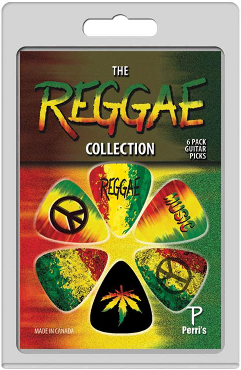 Perri's Leathers LP-PP03 The REGGAE Collection Celluloid Guitar Picks, pack of 6pcs picks